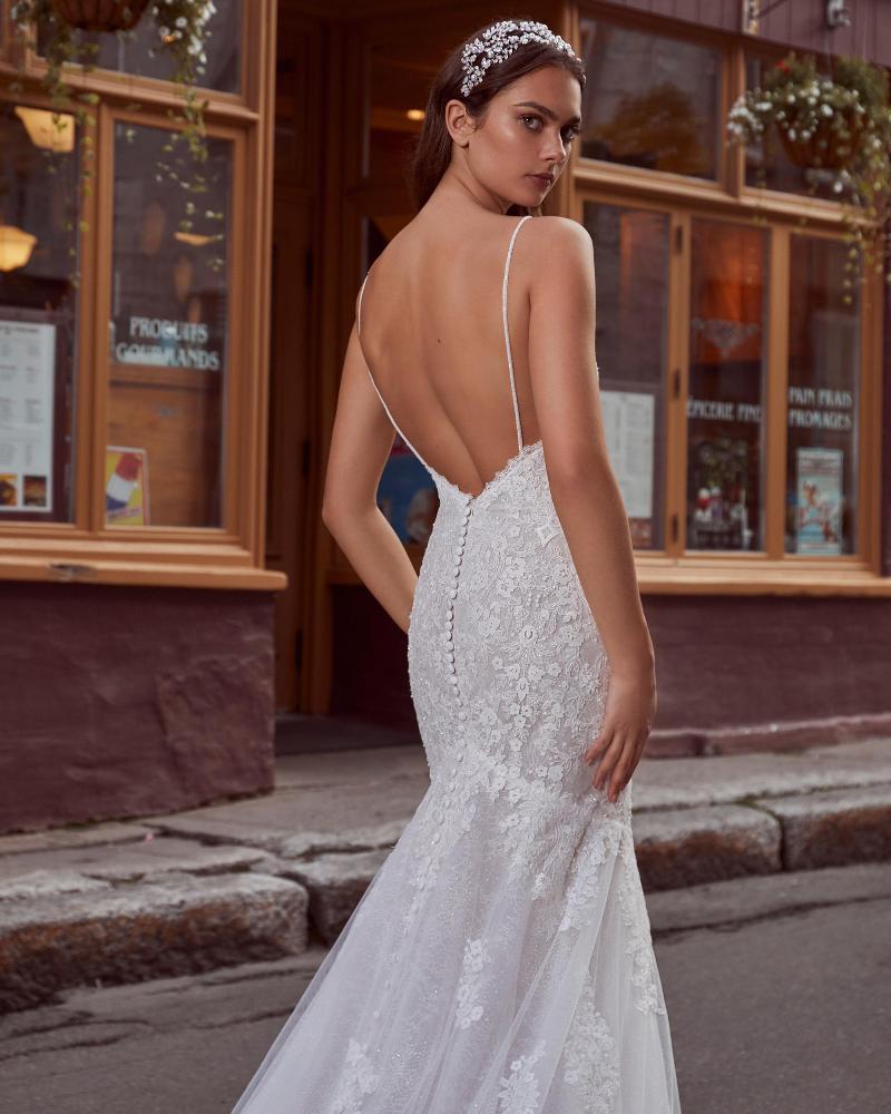 124110 backless mermaid wedding dress with long train and spaghetti straps4